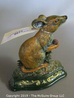 Cast Iron: Door Stop: "Wright Studios" Mouse w/ Berry - Painted