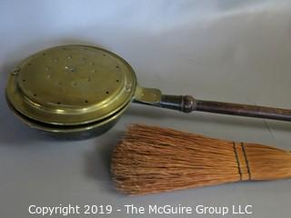 Household: Fireplace Items: Chestnut Roaster and Ash Broom