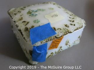 Milk-glass: Painted: Vanity Table Items: Tray covered boxes, examine photos for condition