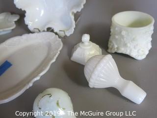 Milk-glass: Dresser Items: Trays, Bowls, Stoppers