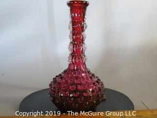 Glass: Art: Cranberry Vase: Hobnail Pattern