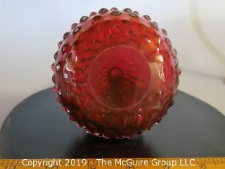 Glass: Art: Cranberry Vase: Hobnail Pattern