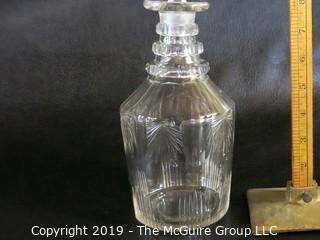 Crystal: Lead Cut: Palm Pattern Decanter w/stopper