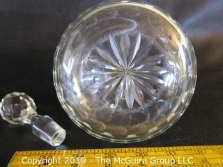 Crystal: Lead Cut: Round decanter w/ stopper - Thumbprint pattern