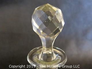 Crystal: Lead Cut: Round decanter w/ stopper - Thumbprint pattern