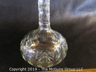 Crystal: Lead Cut: Round decanter w/ stopper - Thumbprint pattern