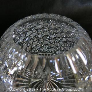 Crystal: Lead Cut: 7" diameter globe: Button & Daisy Pattern