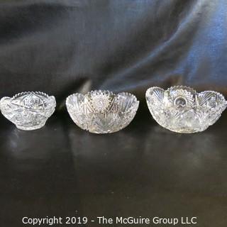 Three (3) Cut-Glass Bowls