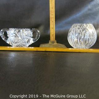 Crystal Sugar Bowl and Bowl