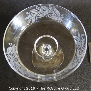 Etched Glass Footed Compote