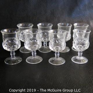 Eight Thumbprint Sherry Glasses Possibly Fostoria Tri-seamed