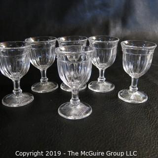 Six (6) Colonial Style Footed Sherry glasses possibly Fostoria Tri-seamed