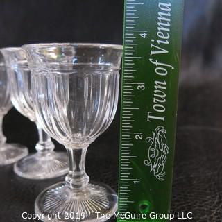 Six (6) Colonial Style Footed Sherry glasses possibly Fostoria Tri-seamed