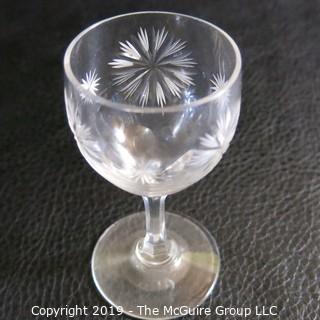 Four EAPG etched glasses