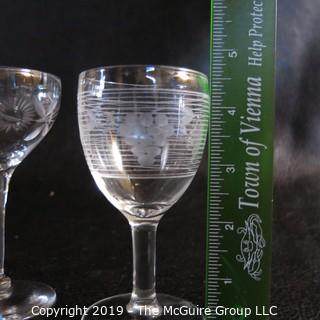 Four EAPG etched glasses