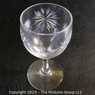 Four EAPG etched glasses