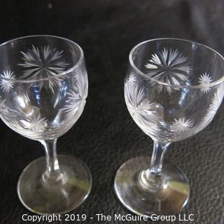 Four EAPG etched glasses