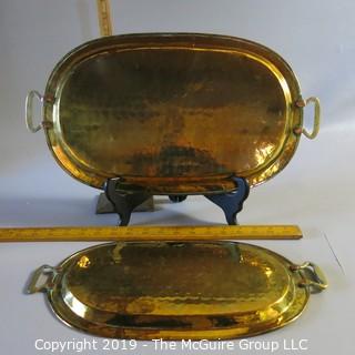 Two Hammered Metal Trays