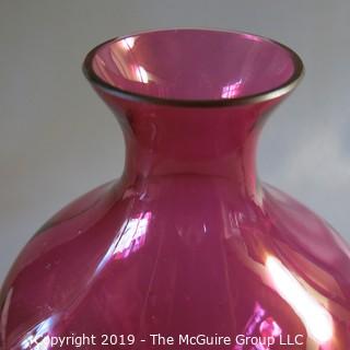 Large Cranberry Bulbous Vase Handblown