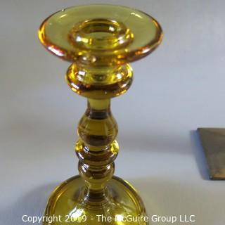 Amber Glass Candlesticks