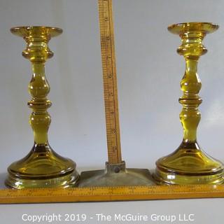 Amber Glass Candlesticks