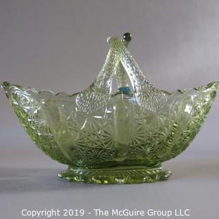 Assortmant of Green Art - Glass Fenton Basket