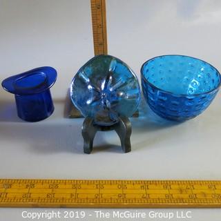 Assortment of Blue Art Glass