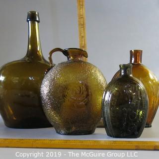 Assorted EAPG Amber-Brown Bottles EMBOSSED see all photos