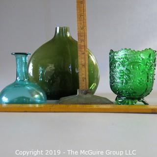 Assortment of Blue/Green Art Glass EAPG