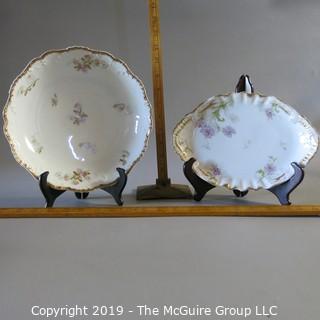 Two Haviland Limoges Serving Bowls Oval & Round Floral