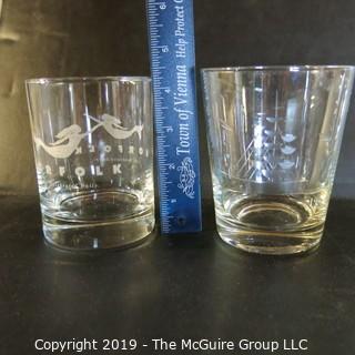 Etched Crystal Tumblers x3 'Tall Ships'  x2 Norfolk