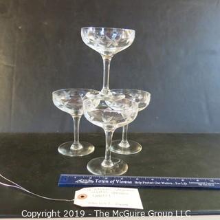 Matched stemmed crystal x4 etched Butterfly?