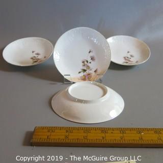 Fine China Art Plates x4 - unmarked Flowers Embossed