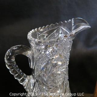 Lead Crystal Cut Pitcher 10.5"