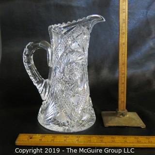 Lead Crystal Cut Pitcher 10.5"