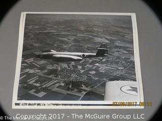 Collection including Roseville pot, eyeglasses, vintage calculator (working), United Air Lines ephemera & several 8 x 10 glossy press aviation photos 