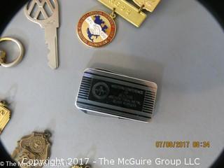 Collection including AFL-CIO Press Badge; pocket knife and (3) high school track and field medals