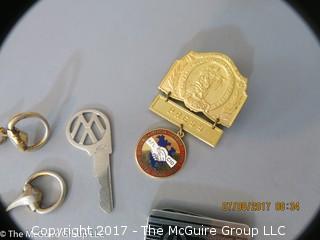 Collection including AFL-CIO Press Badge; pocket knife and (3) high school track and field medals