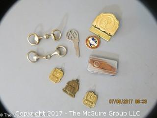 Collection including AFL-CIO Press Badge; pocket knife and (3) high school track and field medals