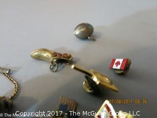 Collection including pins, charms and tie clasps 