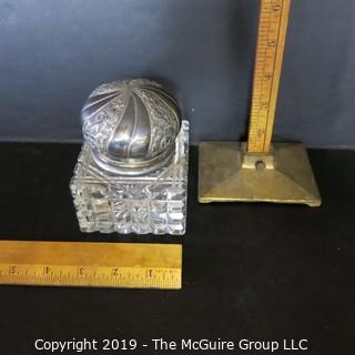 Crystal Inkwell with Silver Lid