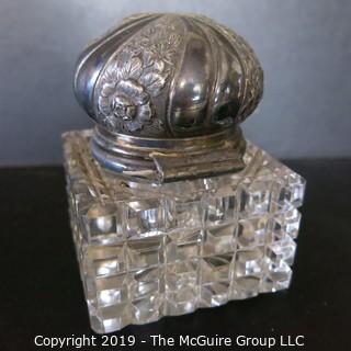 Crystal Inkwell with Silver Lid