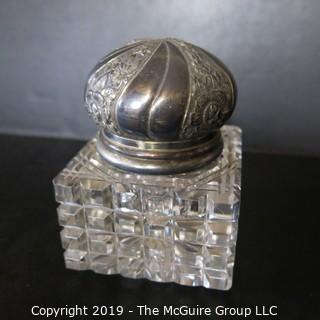 Crystal Inkwell with Silver Lid