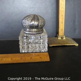 Crystal Inkwell with Silver Lid