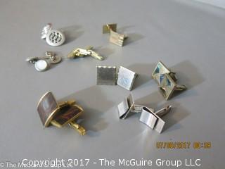 Collection including (2) jewelry boxes and (8) pair of men's cufflinks, including SWANK