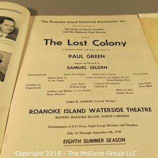 Ephemera: Historical: Program from production of "The Lost Colony" 1948 + prints