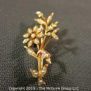 Jewelry: Two 14K Yellow gold vintage brooches; 