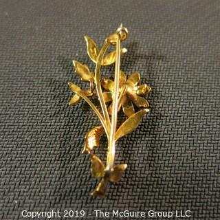 Jewelry: Two 14K Yellow gold vintage brooches; 