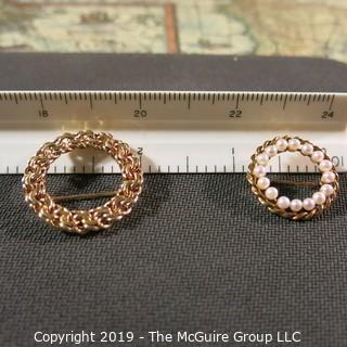 Jewelry: Two 14k Yellow gold circle points