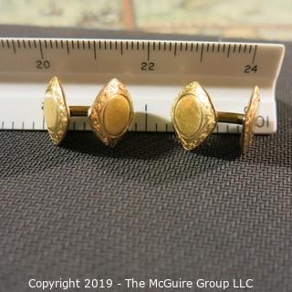 Jewelry: One pair gold-filled cuff links, ½ in. rounded squares with engraved border and center open for an initial. 